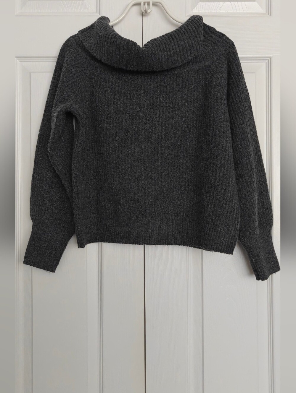 Abound Charcoal Ribbed Funnel-Neck Women's Sweater,Size S
